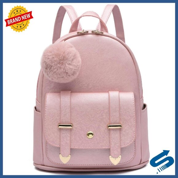 PU Leather Mini Backpack Purse with Pompom, Shoulder Bag for Women main image 8